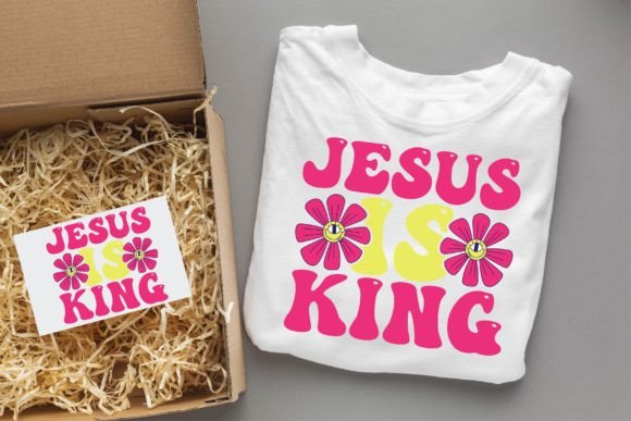 Jesus is King Groovy Svg Design: Graphics & T-Shirt Designs