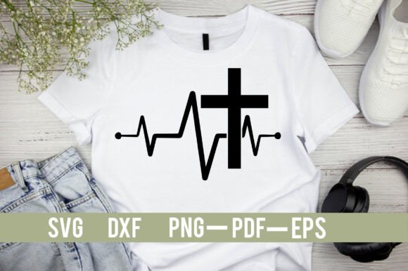 Religion Jesus Christ with Heartbeat Graphics for T-Shirt Designs